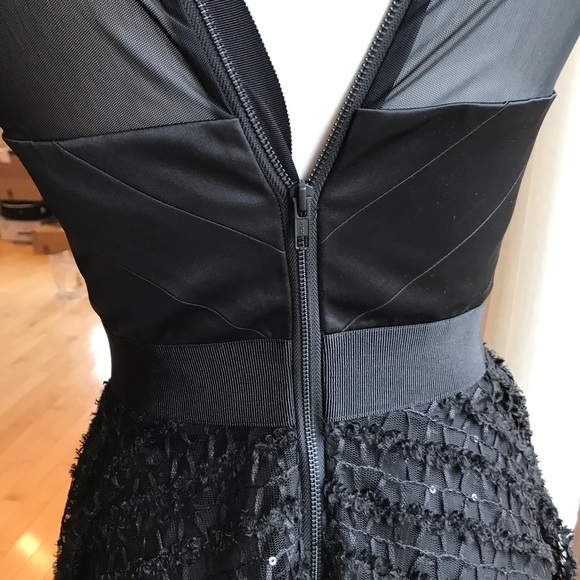 Designer Little black dress by Milly knee length with lace overlay - Picture 5 of 8